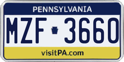 PA license plate MZF3660