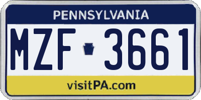 PA license plate MZF3661