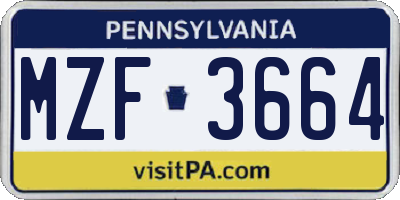 PA license plate MZF3664
