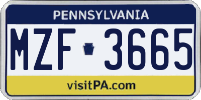 PA license plate MZF3665