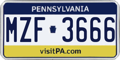 PA license plate MZF3666