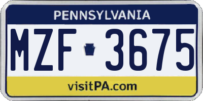 PA license plate MZF3675