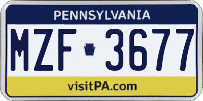 PA license plate MZF3677