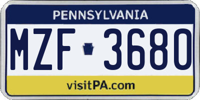 PA license plate MZF3680