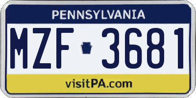 PA license plate MZF3681
