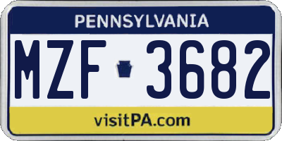 PA license plate MZF3682