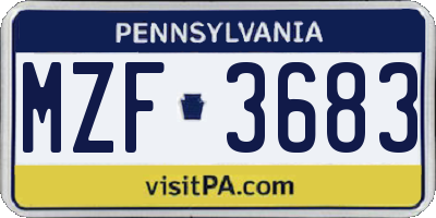 PA license plate MZF3683