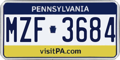 PA license plate MZF3684