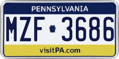 PA license plate MZF3686