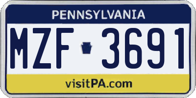 PA license plate MZF3691