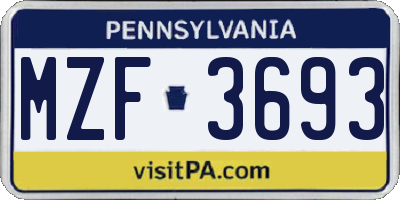 PA license plate MZF3693