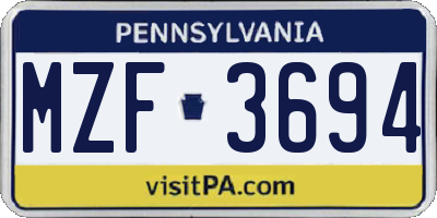 PA license plate MZF3694
