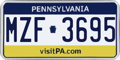 PA license plate MZF3695