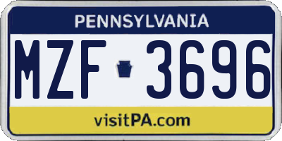 PA license plate MZF3696
