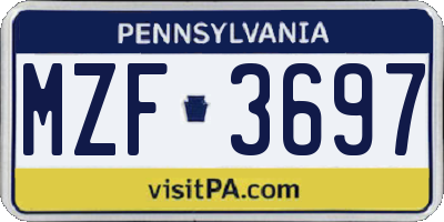 PA license plate MZF3697