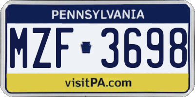 PA license plate MZF3698