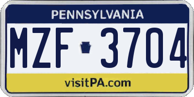 PA license plate MZF3704