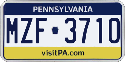PA license plate MZF3710