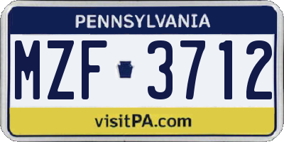 PA license plate MZF3712