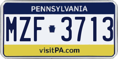 PA license plate MZF3713