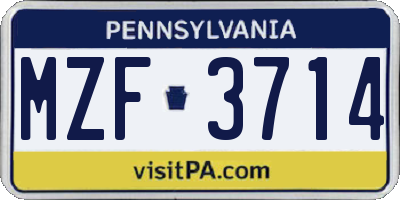 PA license plate MZF3714