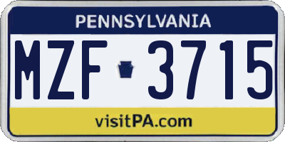 PA license plate MZF3715