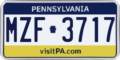 PA license plate MZF3717