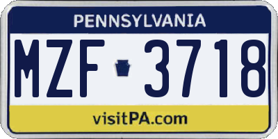 PA license plate MZF3718