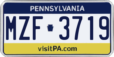 PA license plate MZF3719