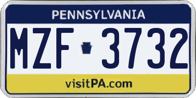 PA license plate MZF3732