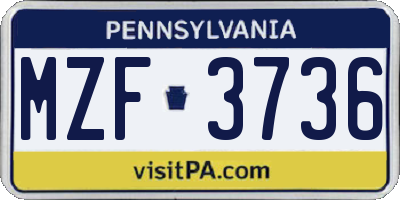 PA license plate MZF3736