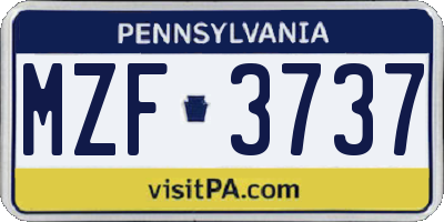 PA license plate MZF3737