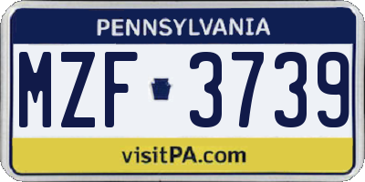 PA license plate MZF3739