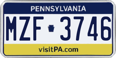 PA license plate MZF3746