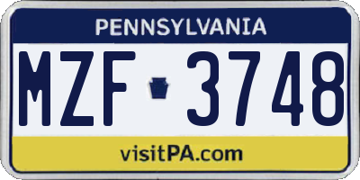 PA license plate MZF3748