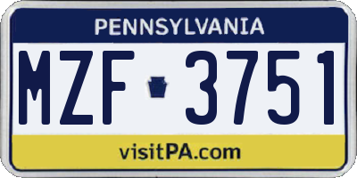 PA license plate MZF3751