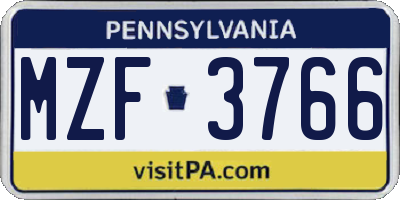 PA license plate MZF3766