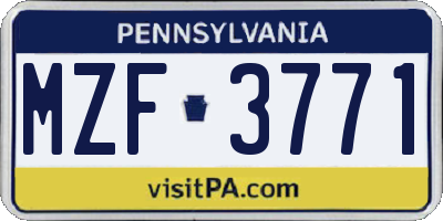 PA license plate MZF3771