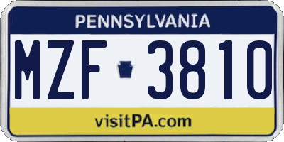 PA license plate MZF3810
