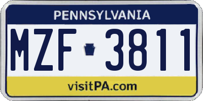 PA license plate MZF3811