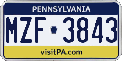 PA license plate MZF3843