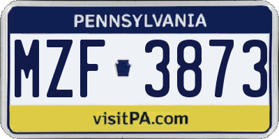 PA license plate MZF3873