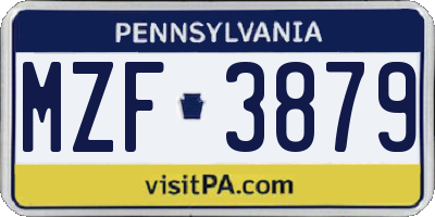 PA license plate MZF3879