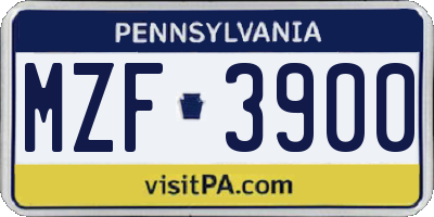 PA license plate MZF3900