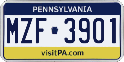 PA license plate MZF3901