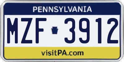 PA license plate MZF3912