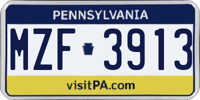 PA license plate MZF3913