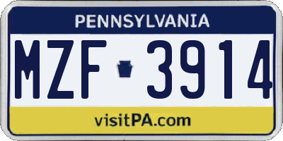 PA license plate MZF3914