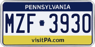 PA license plate MZF3930