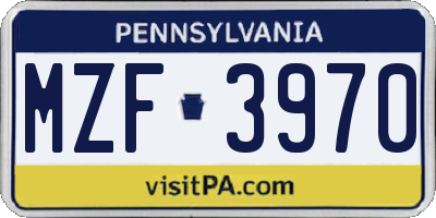 PA license plate MZF3970
